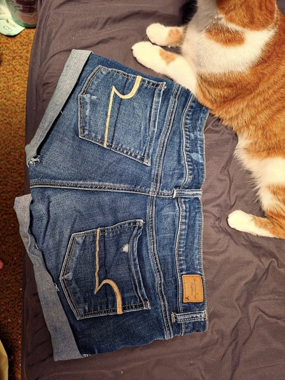American Eagle Distressed Super Stretch Jean Shorts Size 12